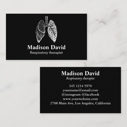 Ademhalingstherapeut longmonoloog Minimale longen Visitekaartje (Voorkant / Achterkant)