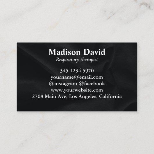 Ademhalingstherapeut pulmonoloog Minimale zwarte Visitekaartje (Achterkant)