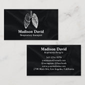 Ademhalingstherapeut pulmonoloog Minimale zwarte Visitekaartje (Voorkant / Achterkant)