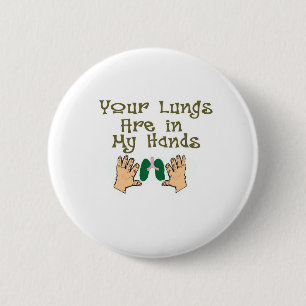 Ademhalingstherapie Gifts "Lungs in mijn handen" Ronde Button 5,7 Cm