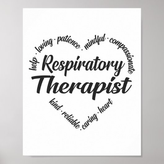 Ademhalingstherapie Hart Word Cloud Poster (Voorkant)