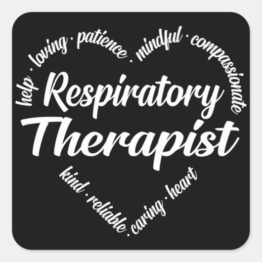 Ademhalingstherapie Hart Word Cloud Vierkante Sticker (Voorkant)