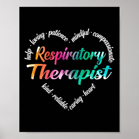 Ademhalingstherapie Hart Word Cloud Waterverf Poster (Voorkant)