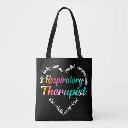 Ademhalingstherapie Hart Word Cloud Waterverf Tote Bag (Voorkant)