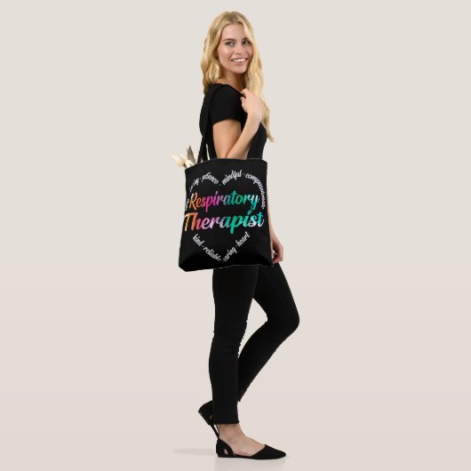 Ademhalingstherapie Hart Word Cloud Waterverf Tote Bag (Op model)