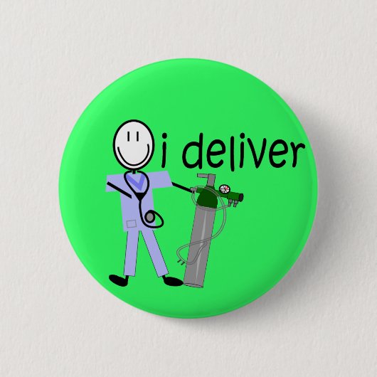 Ademhalingstherapie "I Deliver" (zuurstof) Ronde Button 5,7 Cm (Voorkant)