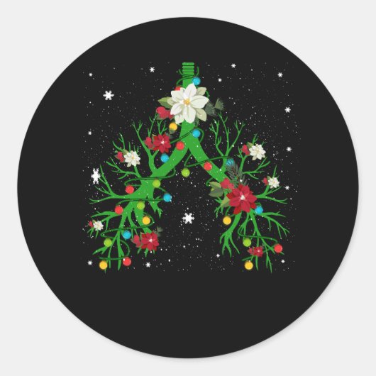 Ademhalingstherapie Lung Kerstmis Licht Therapist Ronde Sticker (Voorkant)