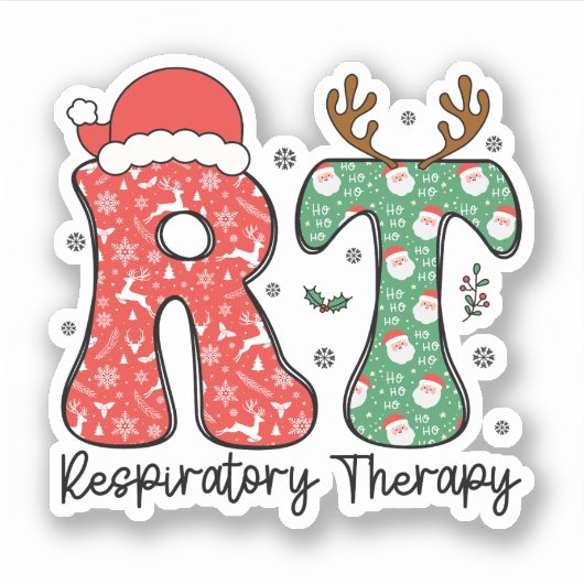 Ademhalingstherapie Therapeut RT Kerstmis Sticker (Voorkant)