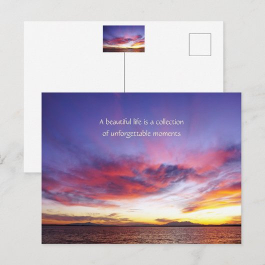 Ademhalingszonsondergang over het zee briefkaart (Voorkant / Achterkant)