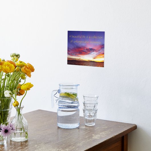 Ademhalingszonsondergang over het zee - citaat folie afdrukken (Laag (Keuken))