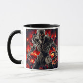 Ademisch wezen tegen een gruwelijke achtergrond. mok (Links)