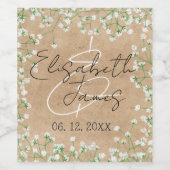 Ademschapen Waterverf Bloem Rustieke Boho Bruiloft Wijn Etiket (Enkel label)