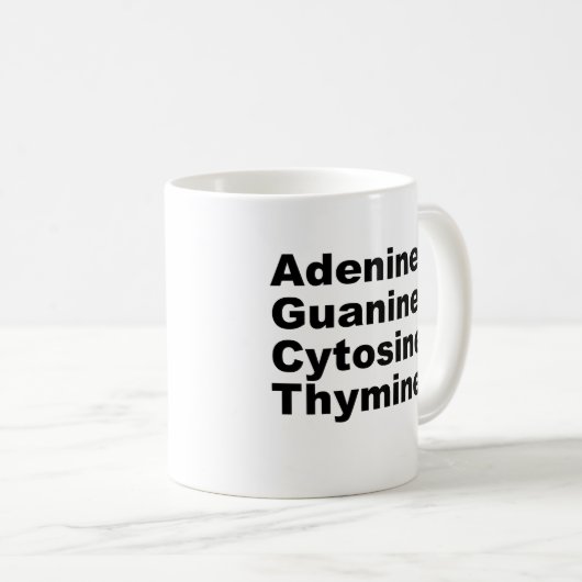 Adenine Guanine Cytosine Thymine DNA Nucleotiden Koffiemok (Voorkant rechts)