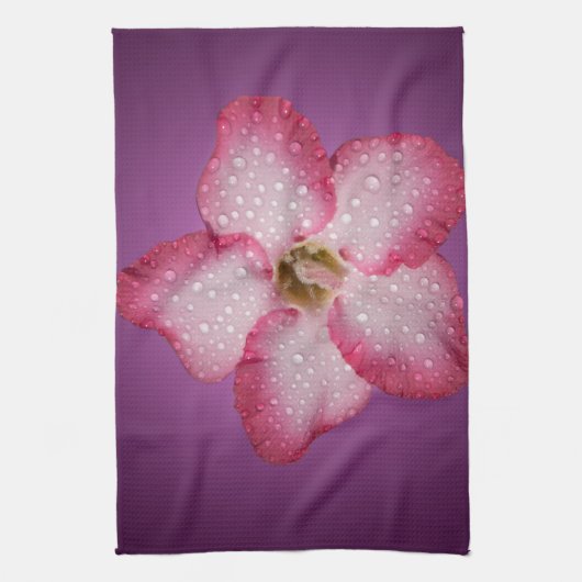 Adenium Roze Bloem Flora Gradiënt Violet Theedoek (Verticaal)