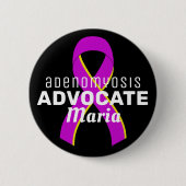 Adenomyosis Advocate Ribbon Black Button (Voorkant)