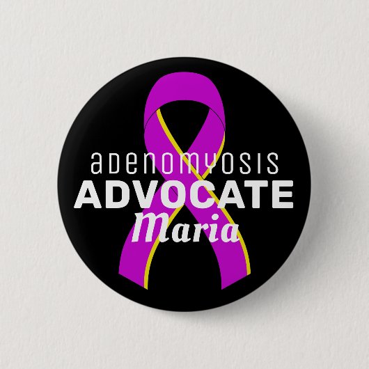 Adenomyosis Advocate Ribbon Black Button (Voorkant)