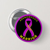 Adenomyosis Warrior Ribbon Black Button (Voorkant /achterkant)
