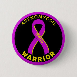 Adenomyosis Warrior Ribbon Black Button