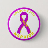 Adenomyosis Warrior Ribbon White Button (Voorkant)