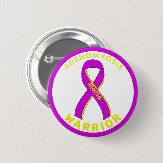 Adenomyosis Warrior Ribbon White Button (Voorkant /achterkant)