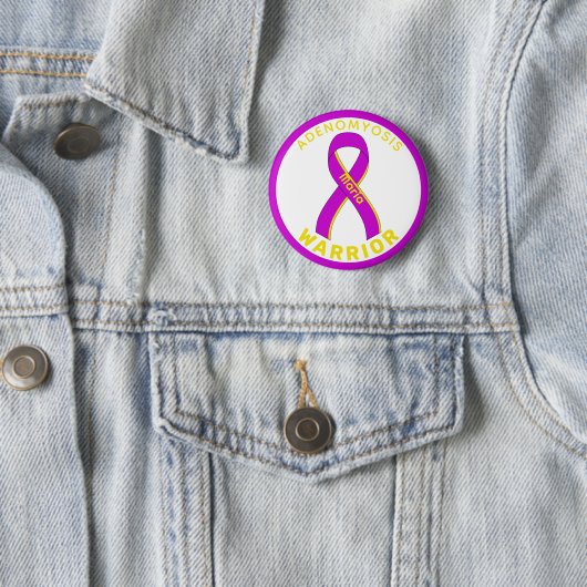 Adenomyosis Warrior Ribbon White Button (In situ)