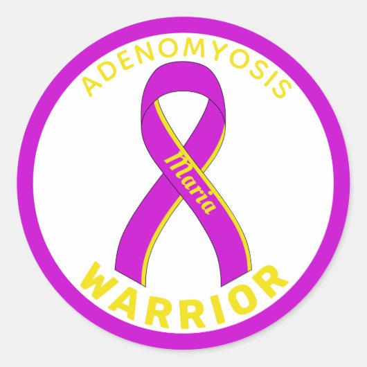 Adenomyosis Warrior Ribbon White Round Sticker (Voorkant)