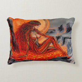 "Aderen van de vulkaan" - Vulkanisch vrouwenportre Accent Kussen