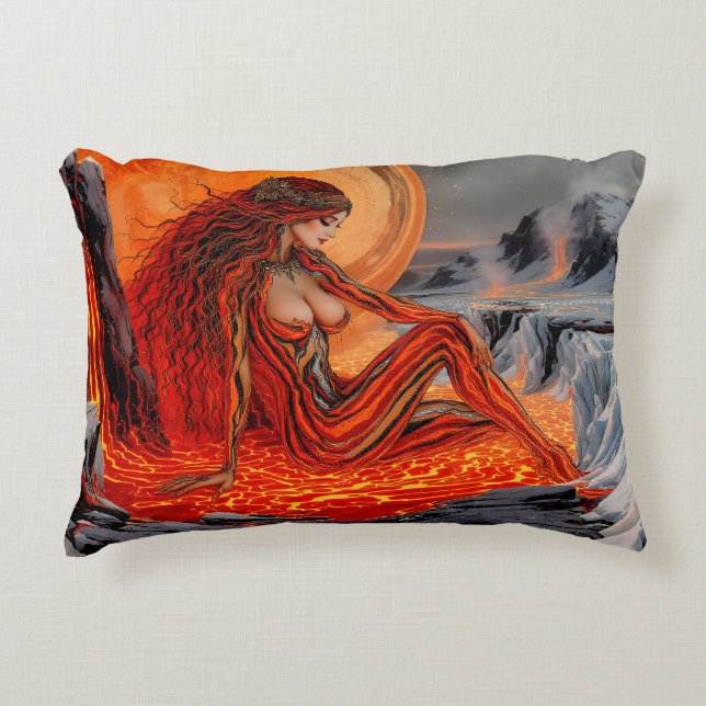"Aderen van de vulkaan" - Vulkanisch vrouwenportre Accent Kussen (Voorkant)