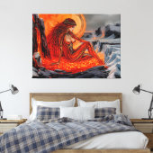 "Aderen van de vulkaan" - Vulkanisch vrouwenportre Canvas Afdruk (Insitu (Slaapkamer))