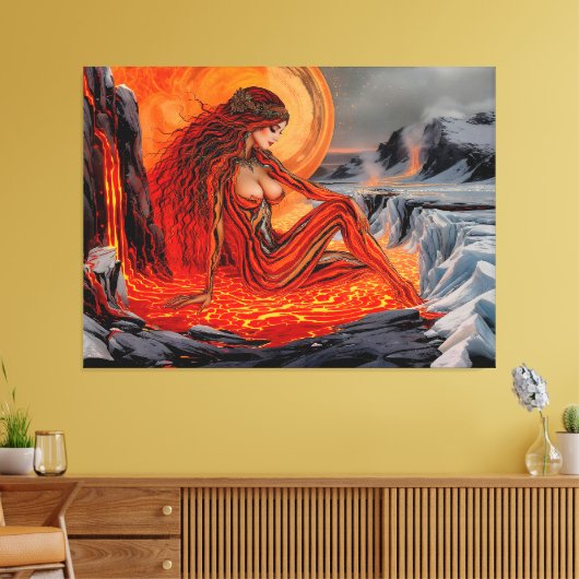 "Aderen van de vulkaan" - Vulkanisch vrouwenportre Canvas Afdruk (Insitu (Woonkamer))