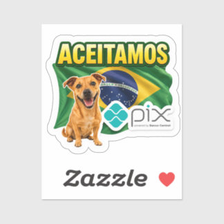 Adesivo Aceitamos PIX com Cachorro Caramelo Sticker