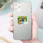 Adesivo Aceitamos PIX com Cachorro Caramelo Sticker (Telefoon)