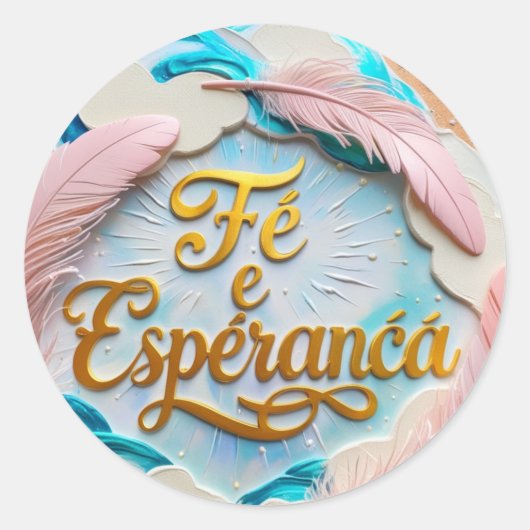 Adesivo Clássico Dourado - Fé e Esperança Ronde Sticker (Voorkant)