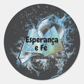 Adesivo Clássico Redondo com Livro e Splash de Ag Ronde Sticker