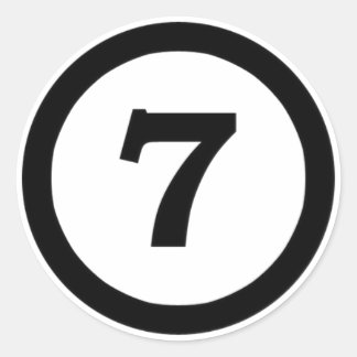 adesivo numero 7 sete , number seven ronde sticker