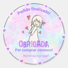 Adesivo " OBRIGADA POR COMPRAR CONOSCO" Ronde Sticker