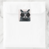 Adesivo quadrado - Gato de Óculos Vierkante Sticker (Tas)