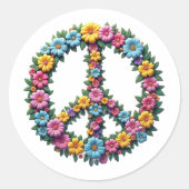 Adesivo Redondo Floral Peace Symbol Round Sticker (Voorkant)