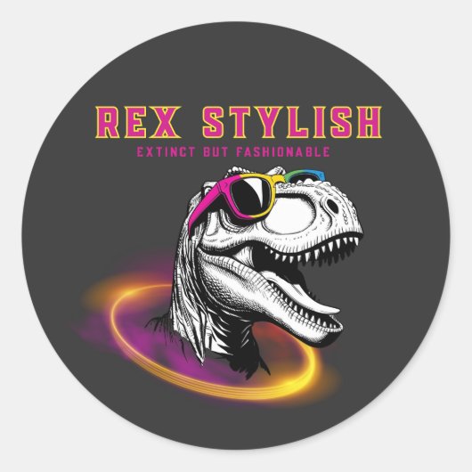 Adesivo T-Rex Fashion Ronde Sticker (Voorkant)
