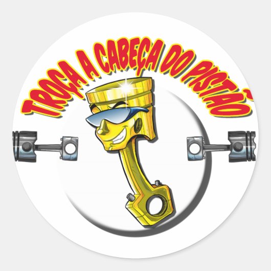 Adesivos auto colantes-Troça A Cabeça do "Pistão" Ronde Sticker (Voorkant)