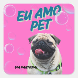 Adesivos Quadrados Pet Rosa Vierkante Sticker