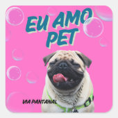 Adesivos Quadrados Pet Rosa Vierkante Sticker (Voorkant)