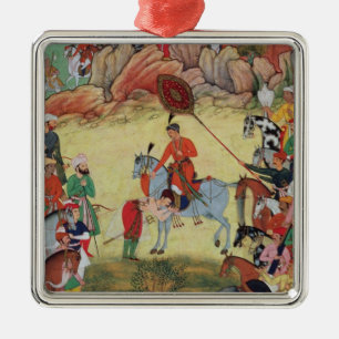 Adham Khan geeft een eerbetoon aan Akbar in Sarang Metalen Ornament