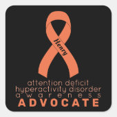ADHD Advocate Black Square Sticker (Voorkant)