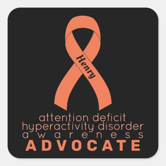 ADHD Advocate Black Square Sticker (Voorkant)