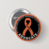 ADHD Advocate Ribbon Black Button (Voorkant /achterkant)