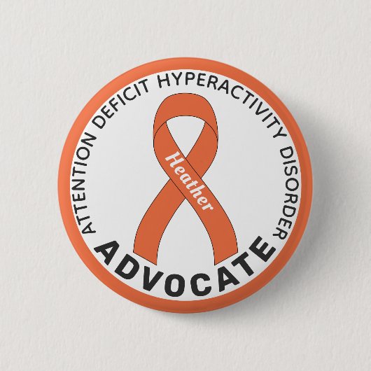 ADHD Advocate Ribbon White Button (Voorkant)