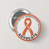 ADHD Advocate Ribbon White Button (Voorkant /achterkant)