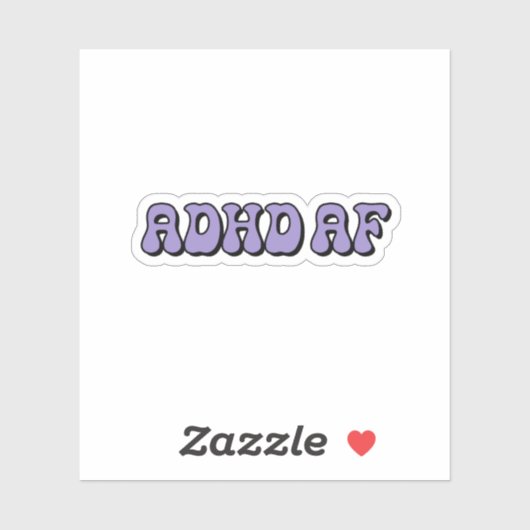 ADHD AF Eenvoudige Paarse typografie Sticker (Vel)