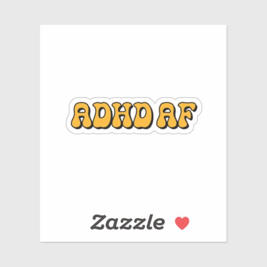 ADHD AF Geel Typografie Sticker (Vel)